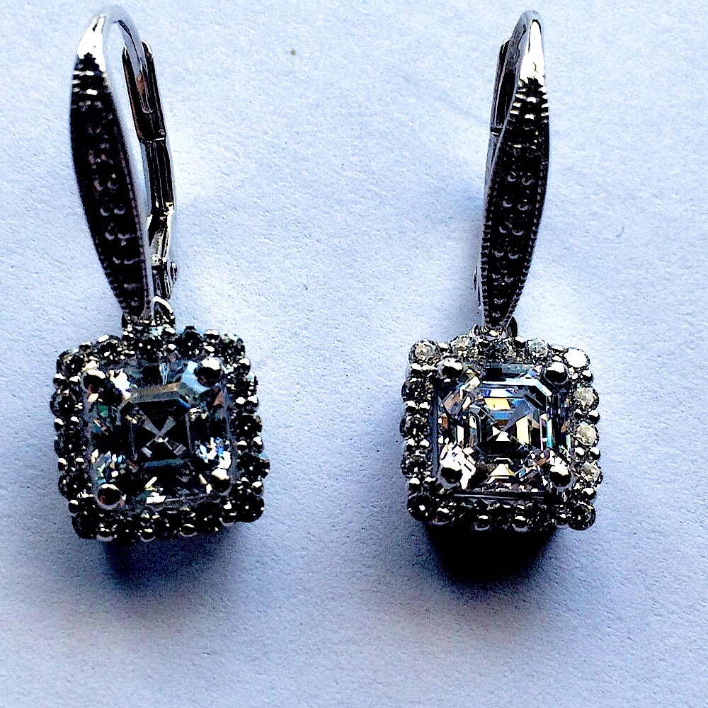 Cubic Zirconia Princess Dangles with Cubic Accents